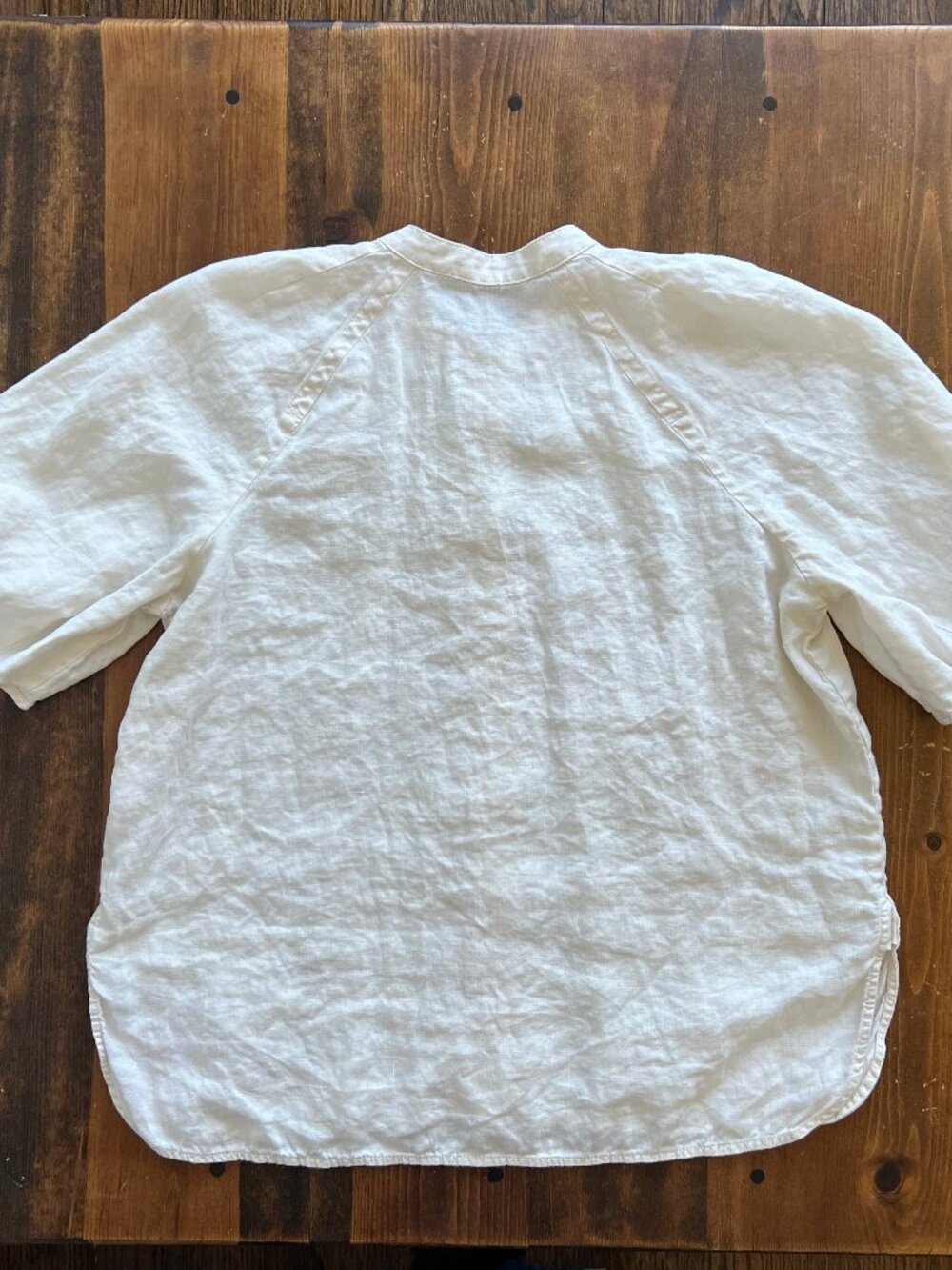 Everlane Linen 3/4 Sleeve Button-Up Blouse, cream, small - Picture 6 of 13